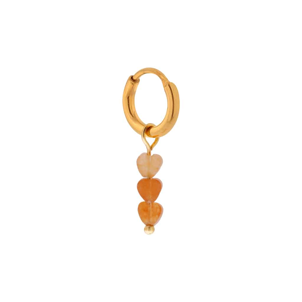 Triple heart orange hoop gold
