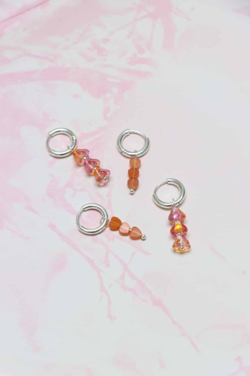 Triple heart orange hoop silver