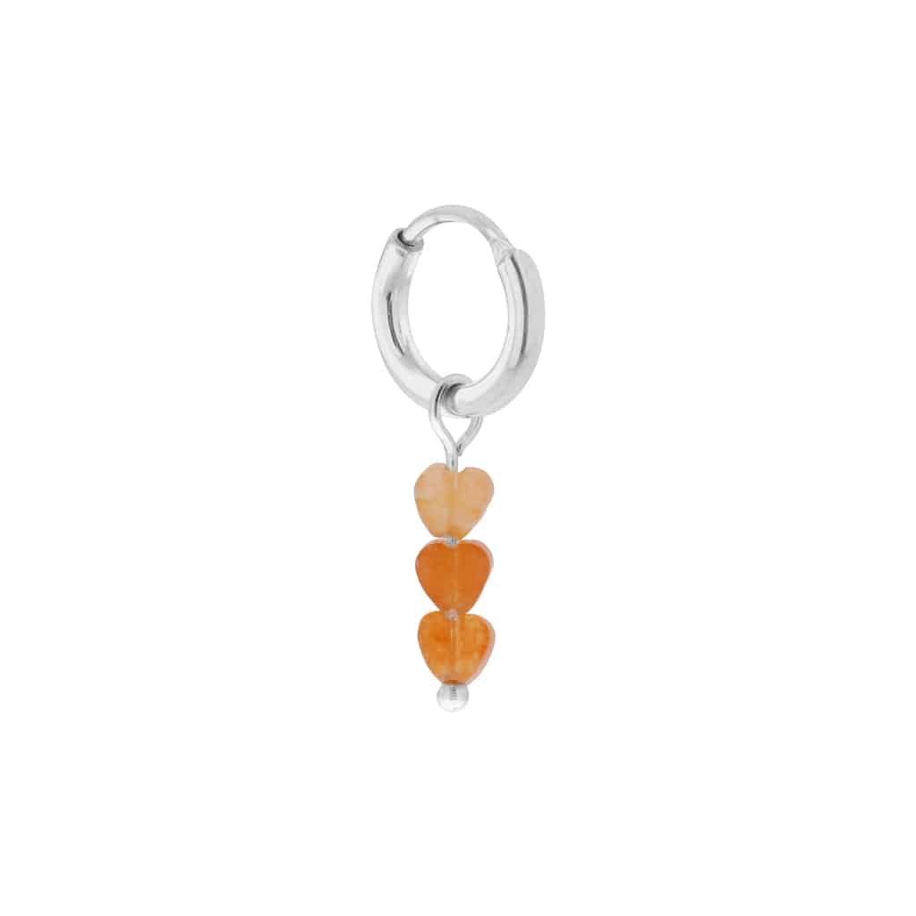 Triple heart orange hoop silver