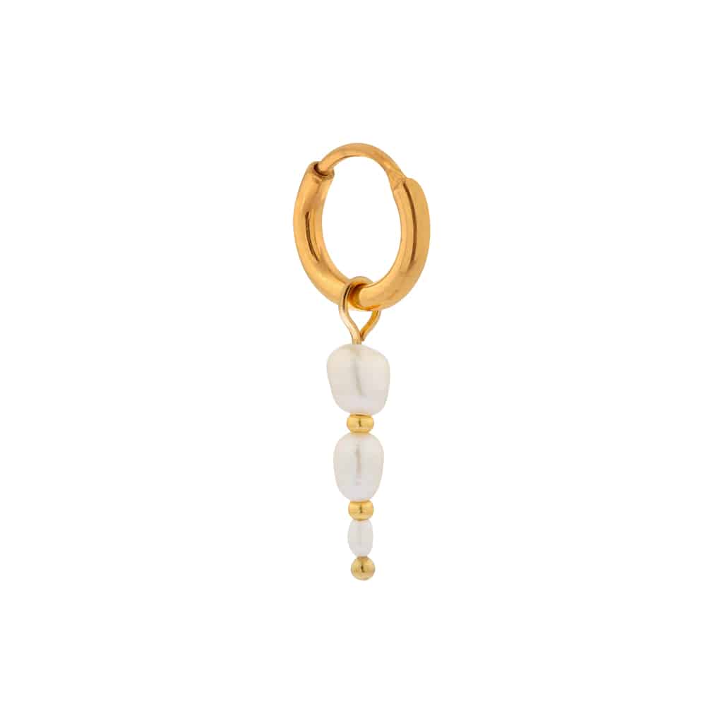Triple pearl hoop gold