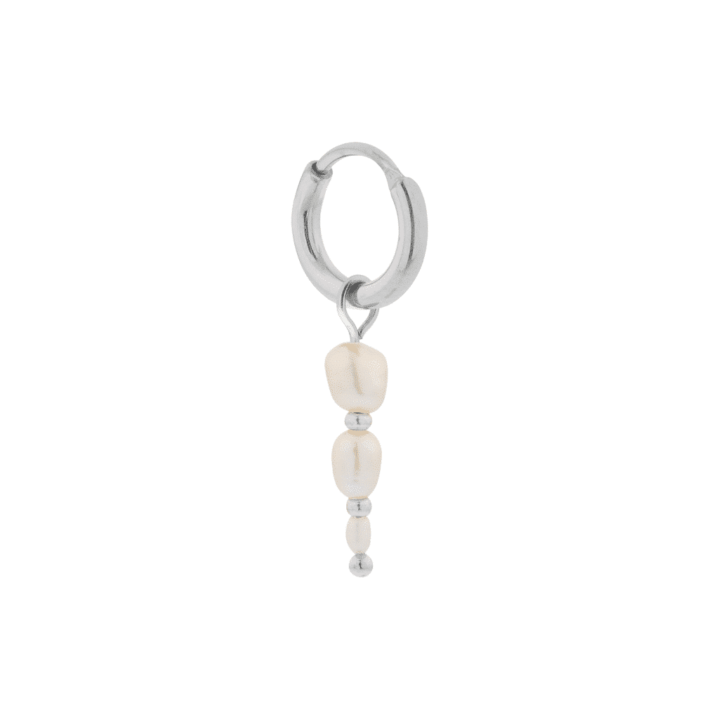 Triple pearl hoop silver