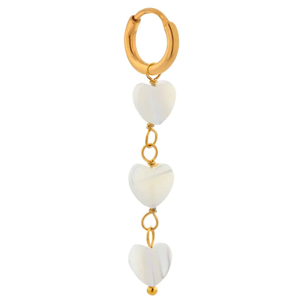 Triple white heart hoop gold
