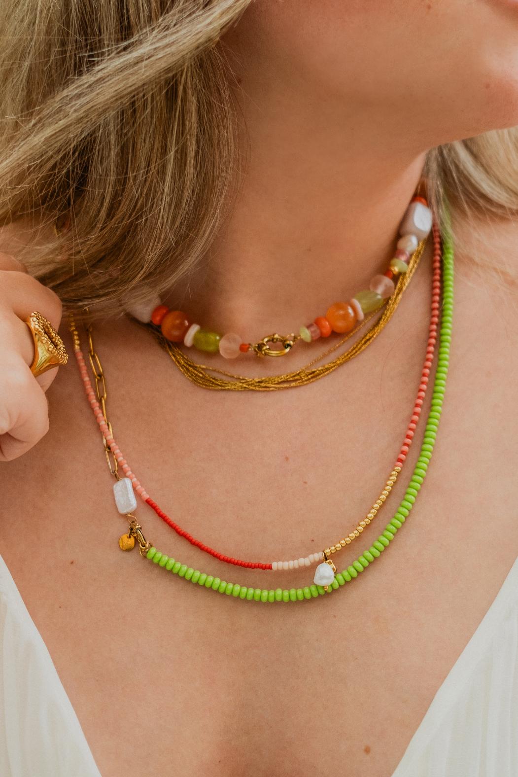Tropical rush necklace gold