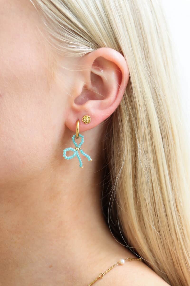 Turquoise bow hoop gold