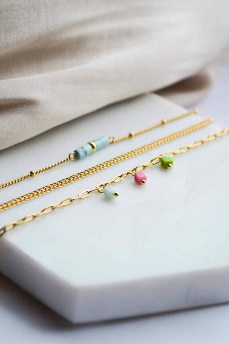 Turquoise tube bracelet gold