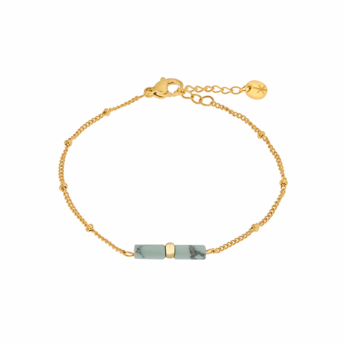 Turquoise tube bracelet gold