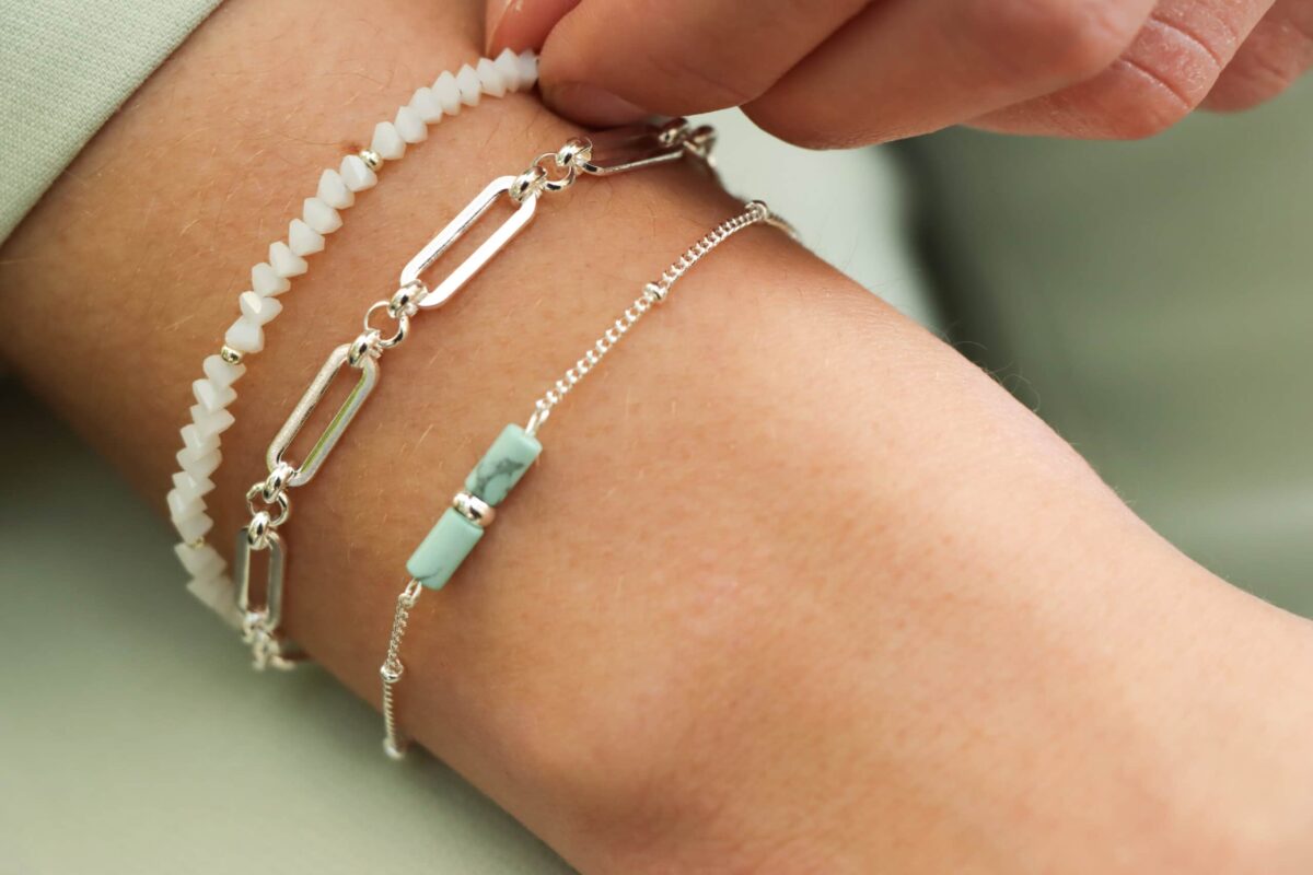 Turquoise tube bracelet silver