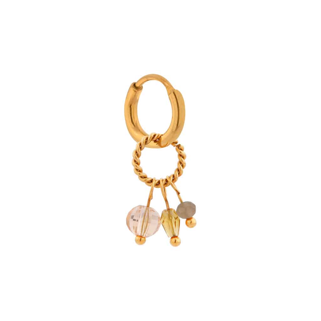 Twisted stones hoop gold