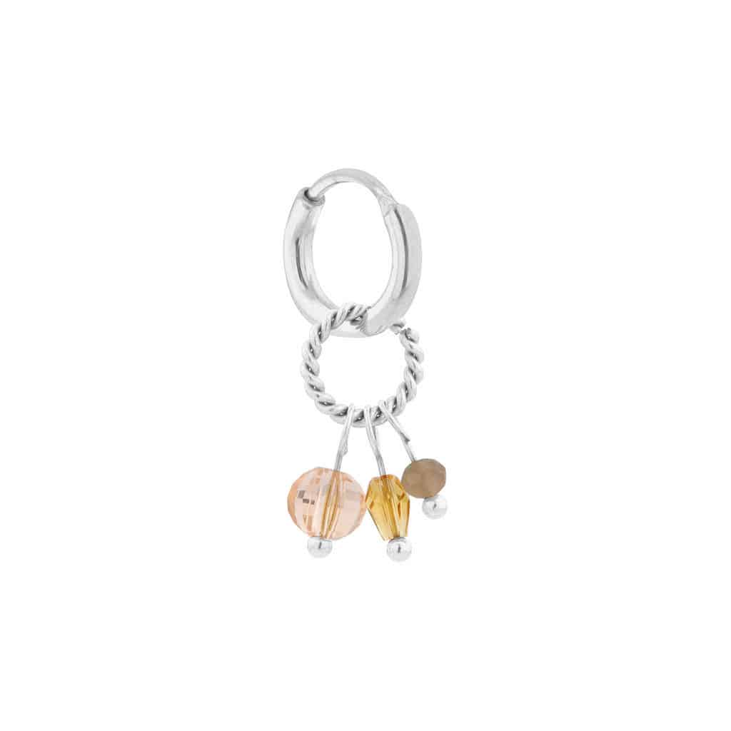 Twisted stones hoop silver