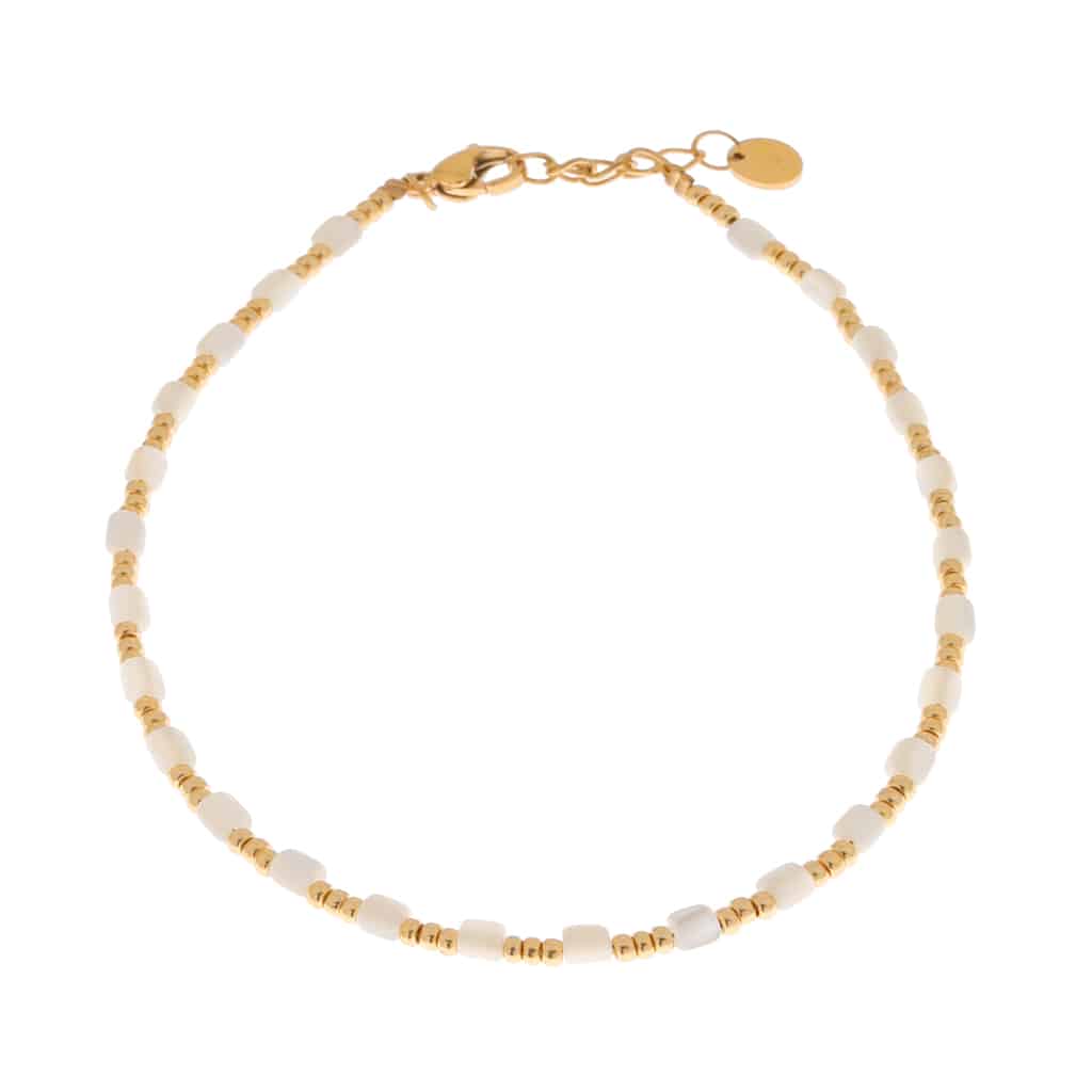 White blossom anklet gold