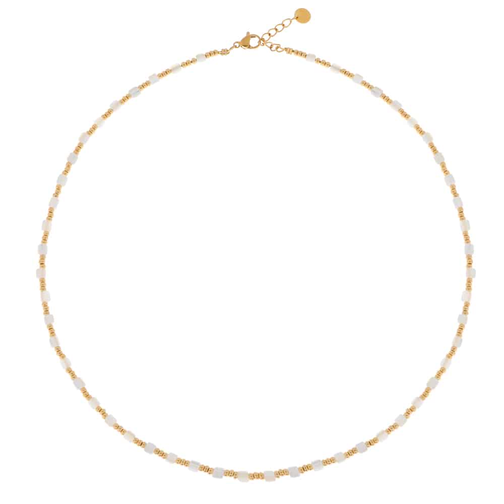 White blossom necklace gold