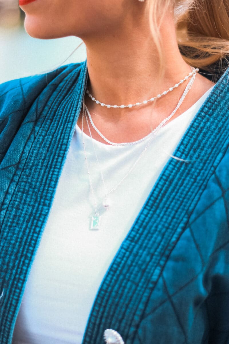 White blossom necklace silver