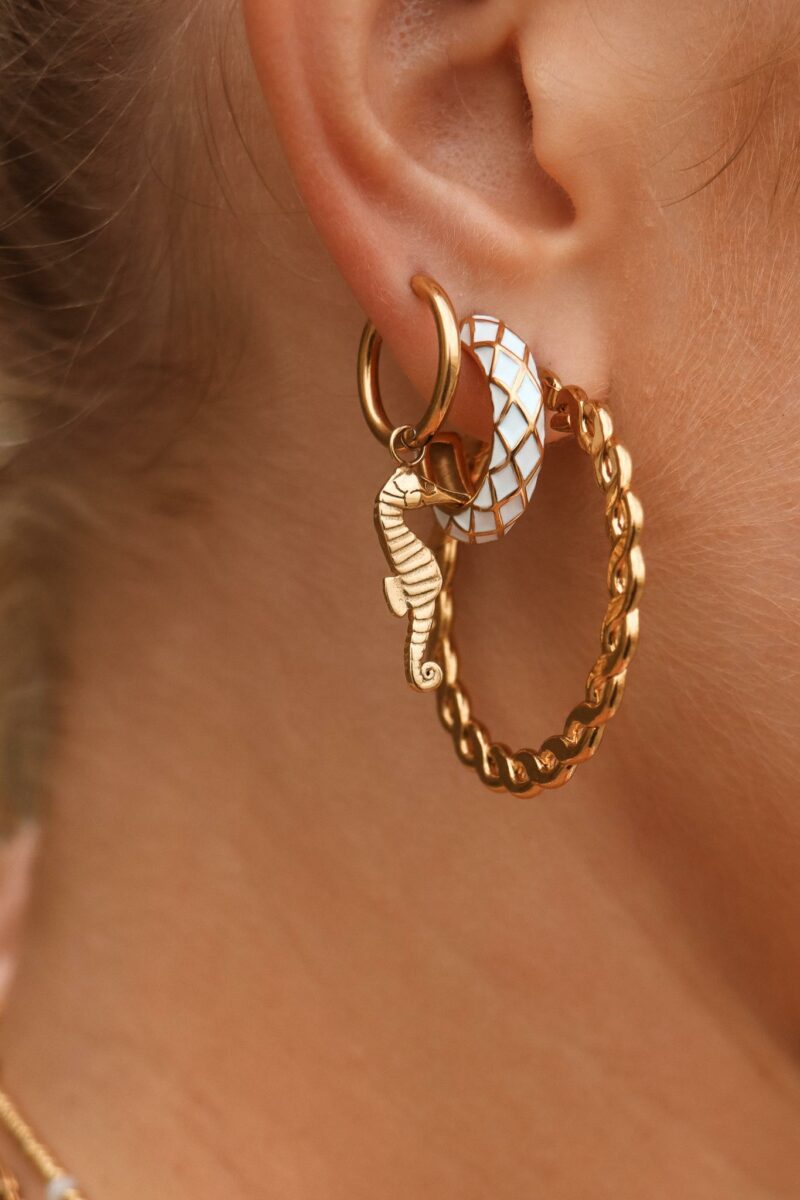 White cross hoop gold