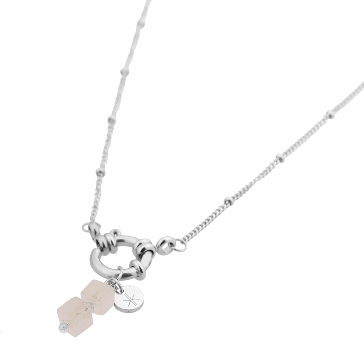 White cube necklace silver