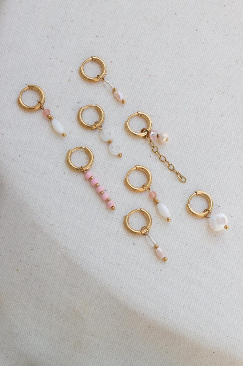 White drop hoop gold