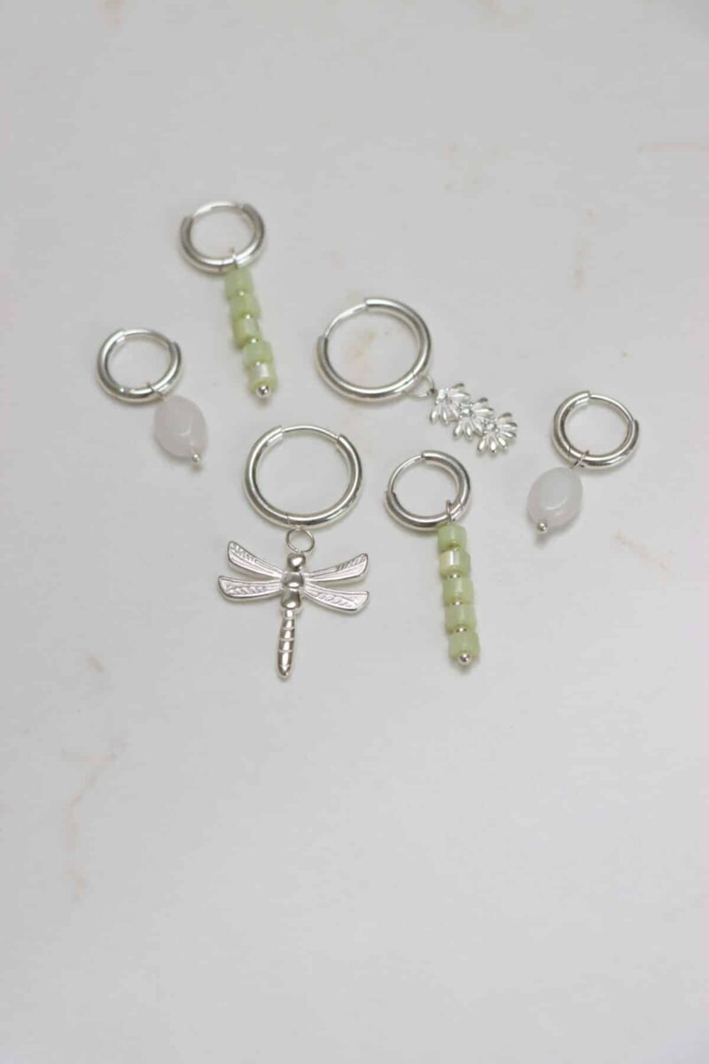 White oval hoop silver