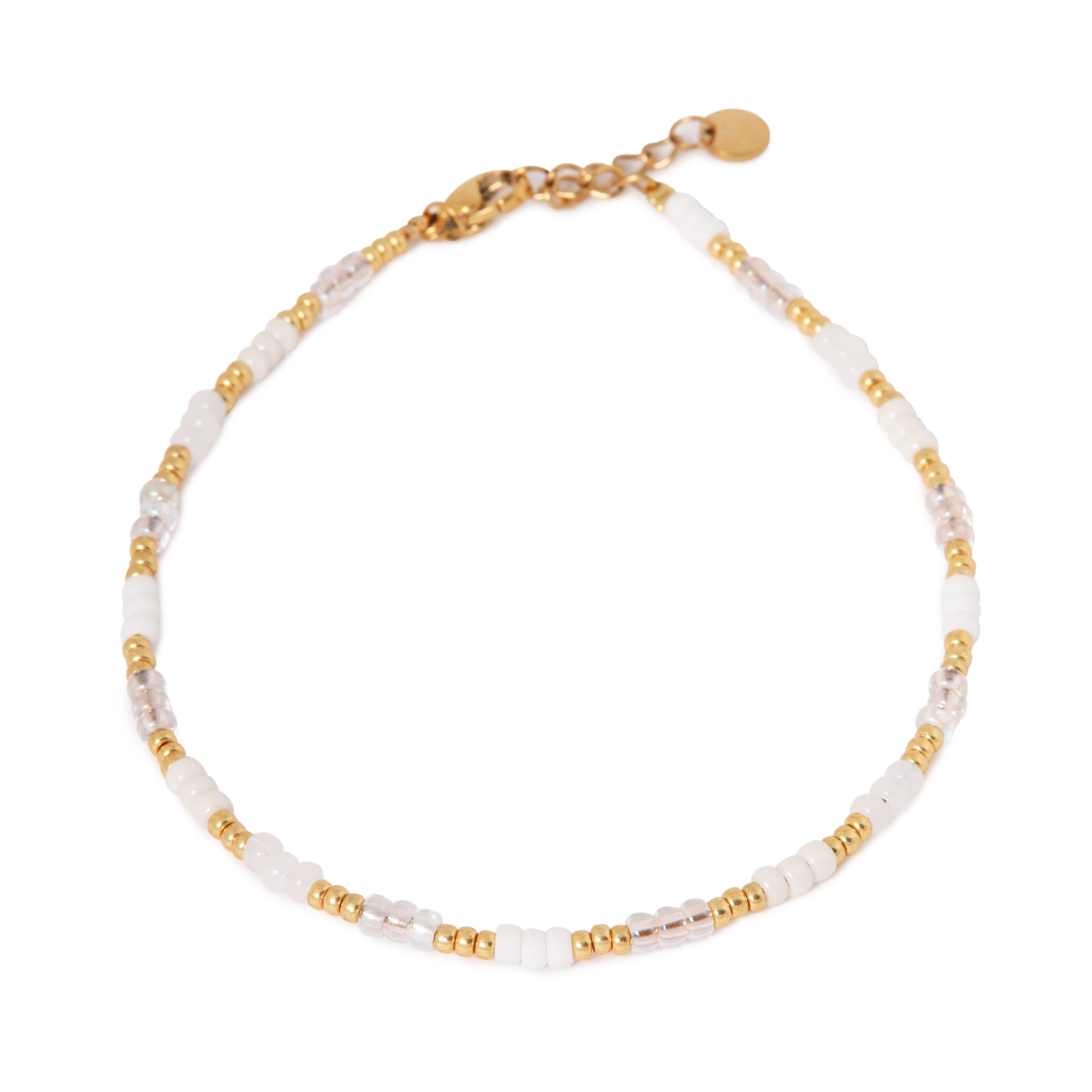 White rainbow anklet gold