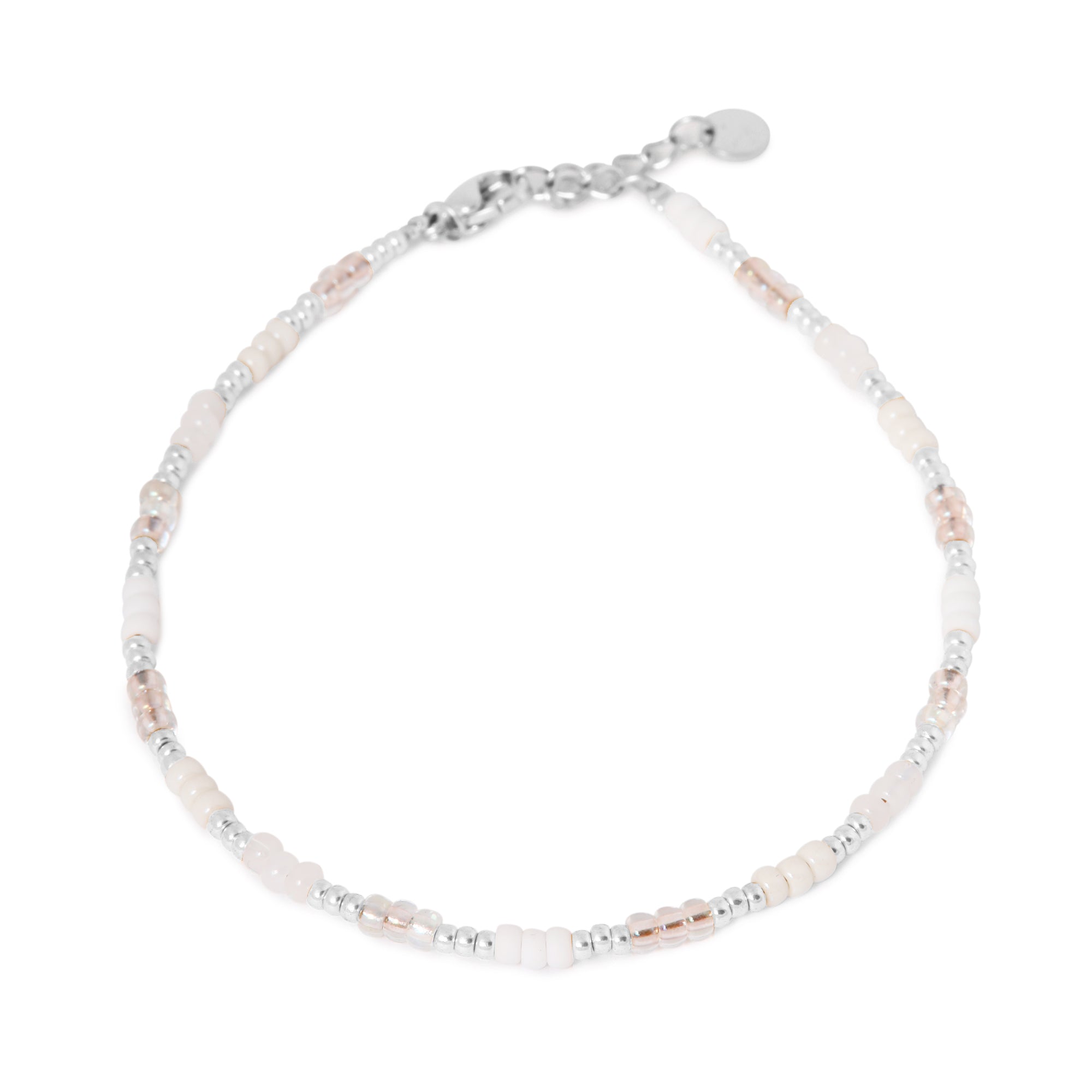 White rainbow anklet silver