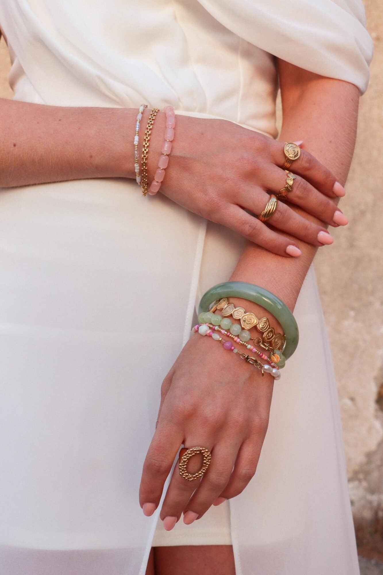 White rainbow bracelet gold