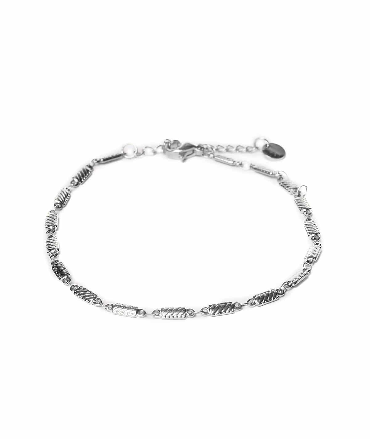 Stripe Rectangle Anklet Silver