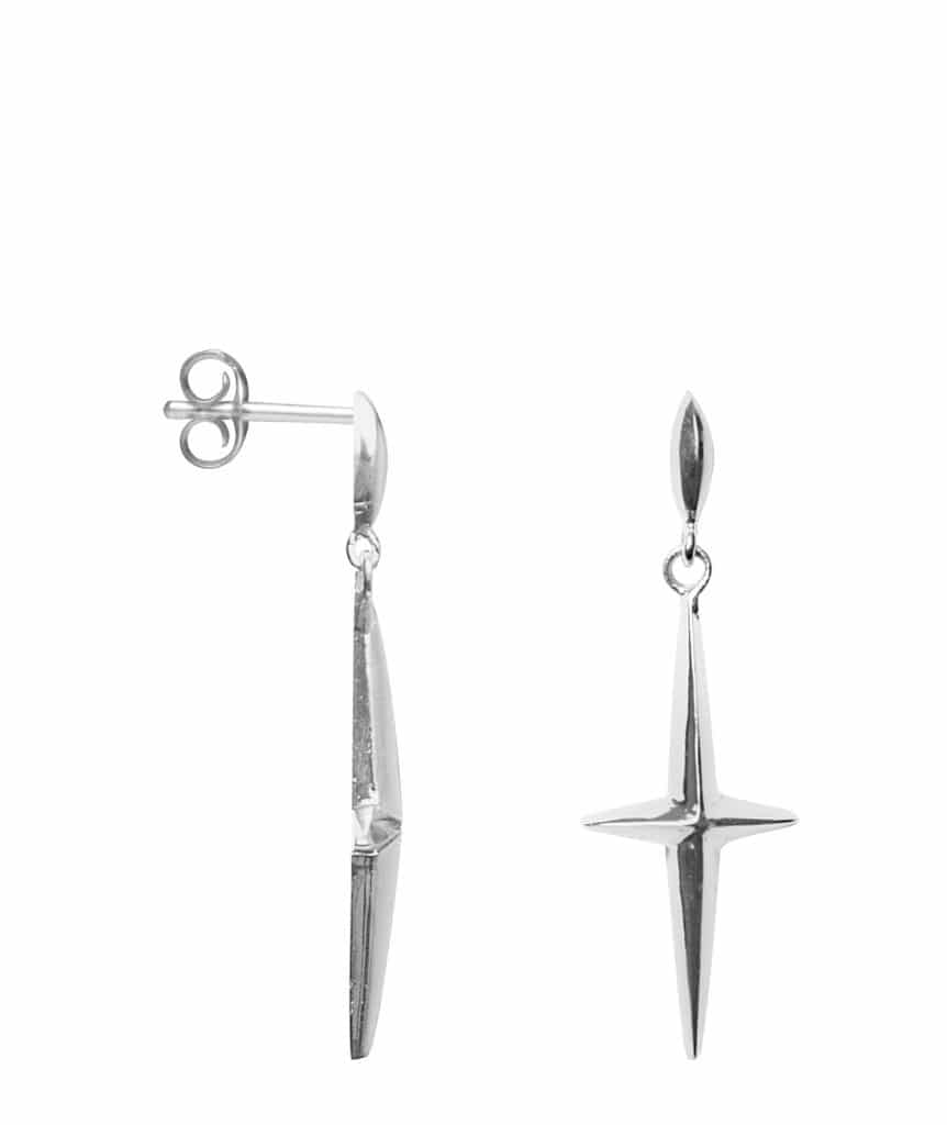 Hanging Cross Earring Silver Label Kiki