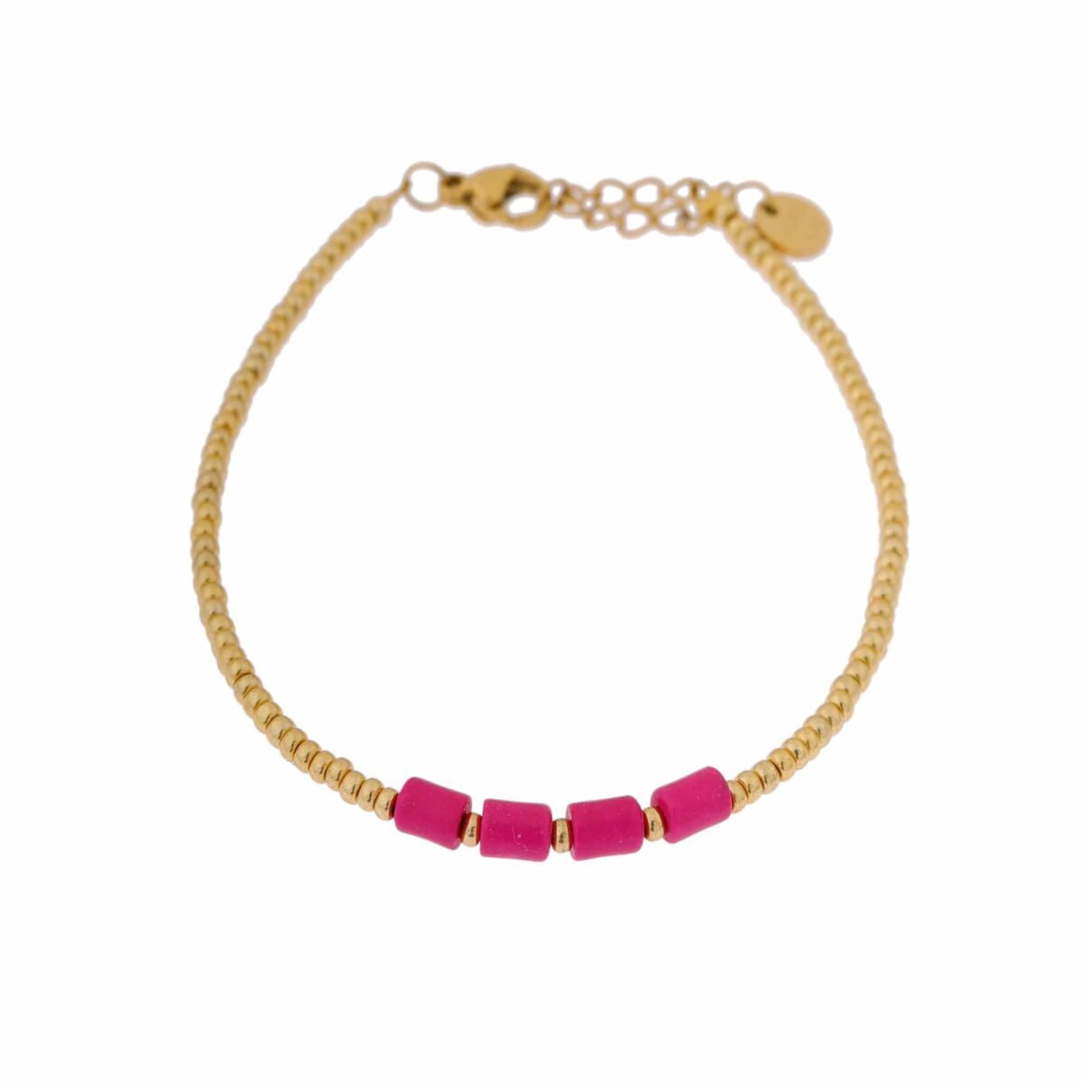 label-kiki-bracelet-armbandje-stainless-steel-roestvrij-staal-raspberry-gold-goud