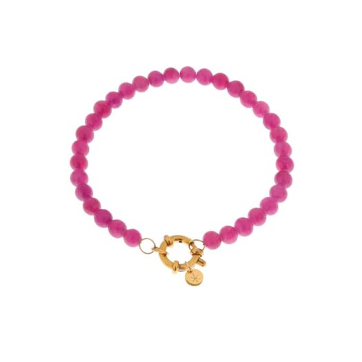 Magenta beads bracelet gold